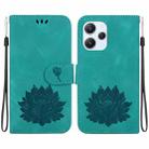 For Xiaomi Poco M6 Pro 5G Lotus Embossed Leather Phone Case(Green) - 1