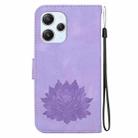 For Xiaomi Poco M6 Pro 5G Lotus Embossed Leather Phone Case(Purple) - 3