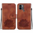 For Xiaomi Poco C50 / Poco C51 Lotus Embossed Leather Phone Case(Brown) - 1