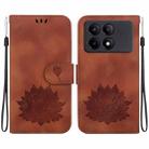 For Xiaomi Poco X6 Pro Lotus Embossed Leather Phone Case(Brown) - 1
