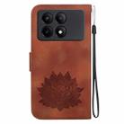 For Xiaomi Poco X6 Pro Lotus Embossed Leather Phone Case(Brown) - 3