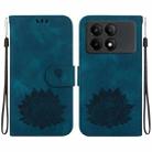 For Xiaomi Poco X6 Pro Lotus Embossed Leather Phone Case(Dark Blue) - 1