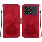 For Xiaomi Poco X6 Pro Lotus Embossed Leather Phone Case(Red) - 1