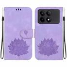 For Xiaomi Poco X6 Pro Lotus Embossed Leather Phone Case(Purple) - 1