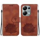 For Xiaomi Poco M6 Pro 4G Lotus Embossed Leather Phone Case(Brown) - 1