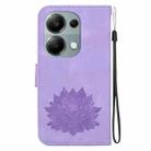 For Xiaomi Poco M6 Pro 4G Lotus Embossed Leather Phone Case(Purple) - 3