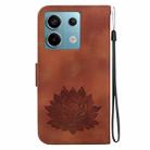For Xiaomi Poco X6 5G Global Lotus Embossed Leather Phone Case(Brown) - 3