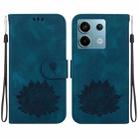 For Xiaomi Poco X6 5G Global Lotus Embossed Leather Phone Case(Dark Blue) - 1