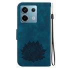 For Xiaomi Poco X6 5G Global Lotus Embossed Leather Phone Case(Dark Blue) - 3