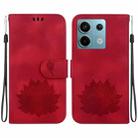 For Xiaomi Poco X6 5G Global Lotus Embossed Leather Phone Case(Red) - 1