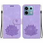 For Xiaomi Poco X6 5G Global Lotus Embossed Leather Phone Case(Purple) - 1