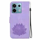 For Xiaomi Poco X6 5G Global Lotus Embossed Leather Phone Case(Purple) - 3