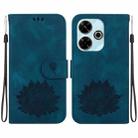 For Xiaomi Poco M6 4G Lotus Embossed Leather Phone Case(Dark Blue) - 1