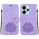 For Xiaomi Poco M6 4G Lotus Embossed Leather Phone Case(Purple) - 1