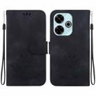 For Xiaomi Poco M6 4G Lotus Embossed Leather Phone Case(Black) - 1