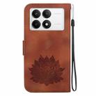 For Xiaomi Poco F6 Pro Lotus Embossed Leather Phone Case(Brown) - 3