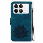 For Xiaomi Poco F6 Pro Lotus Embossed Leather Phone Case(Dark Blue) - 3