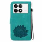 For Xiaomi Poco F6 Pro Lotus Embossed Leather Phone Case(Green) - 3