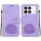 For Xiaomi Poco F6 Pro Lotus Embossed Leather Phone Case(Purple) - 1