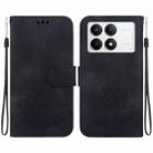 For Xiaomi Poco F6 Pro Lotus Embossed Leather Phone Case(Black) - 1