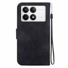 For Xiaomi Poco F6 Pro Lotus Embossed Leather Phone Case(Black) - 3