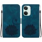 For OnePlus Nord 3 / Ace 2V Lotus Embossed Leather Phone Case(Dark Blue) - 1