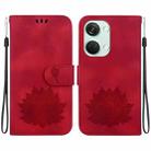 For OnePlus Nord 3 / Ace 2V Lotus Embossed Leather Phone Case(Red) - 1