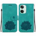 For OnePlus Nord 3 / Ace 2V Lotus Embossed Leather Phone Case(Green) - 1