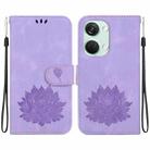 For OnePlus Nord 3 / Ace 2V Lotus Embossed Leather Phone Case(Purple) - 1