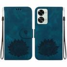 For OnePlus Nord 2T Lotus Embossed Leather Phone Case(Dark Blue) - 1