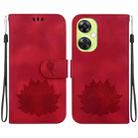 For OnePlus Nord CE 3 Lite / Nord N30 Lotus Embossed Leather Phone Case(Red) - 1