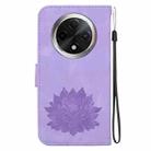 For OPPO A3 Pro 5G Lotus Embossed Leather Phone Case(Purple) - 3