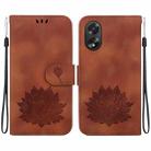 For OPPO A38 / A18 Lotus Embossed Leather Phone Case(Brown) - 1