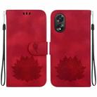 For OPPO A38 / A18 Lotus Embossed Leather Phone Case(Red) - 1