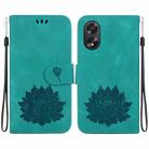 For OPPO A38 / A18 Lotus Embossed Leather Phone Case(Green) - 1