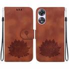 For OPPO A58 4G Lotus Embossed Leather Phone Case(Brown) - 1