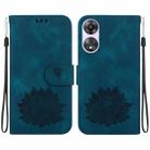 For OPPO A58 4G Lotus Embossed Leather Phone Case(Dark Blue) - 1