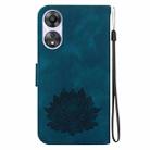 For OPPO A58 4G Lotus Embossed Leather Phone Case(Dark Blue) - 3