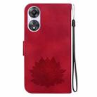 For OPPO A58 4G Lotus Embossed Leather Phone Case(Red) - 3