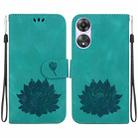 For OPPO A58 4G Lotus Embossed Leather Phone Case(Green) - 1