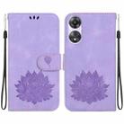 For OPPO A58 4G Lotus Embossed Leather Phone Case(Purple) - 1