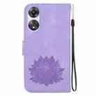 For OPPO A58 4G Lotus Embossed Leather Phone Case(Purple) - 3