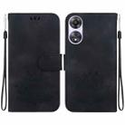 For OPPO A58 4G Lotus Embossed Leather Phone Case(Black) - 1