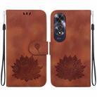 For OPPO A60 4G Lotus Embossed Leather Phone Case(Brown) - 1