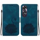 For OPPO A60 4G Lotus Embossed Leather Phone Case(Dark Blue) - 1