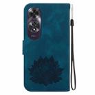 For OPPO A60 4G Lotus Embossed Leather Phone Case(Dark Blue) - 3