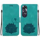 For OPPO A60 4G Lotus Embossed Leather Phone Case(Green) - 1