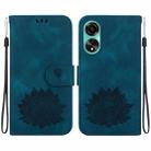 For OPPO A78 4G Lotus Embossed Leather Phone Case(Dark Blue) - 1
