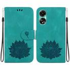 For OPPO A78 4G Lotus Embossed Leather Phone Case(Green) - 1