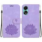 For OPPO A78 4G Lotus Embossed Leather Phone Case(Purple) - 1